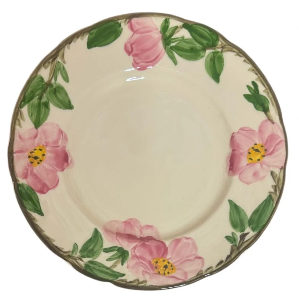 Franciscan Desert Rose 8” Plates 3 Pc Set Vintage Dishes USA Cottage Cream Pink